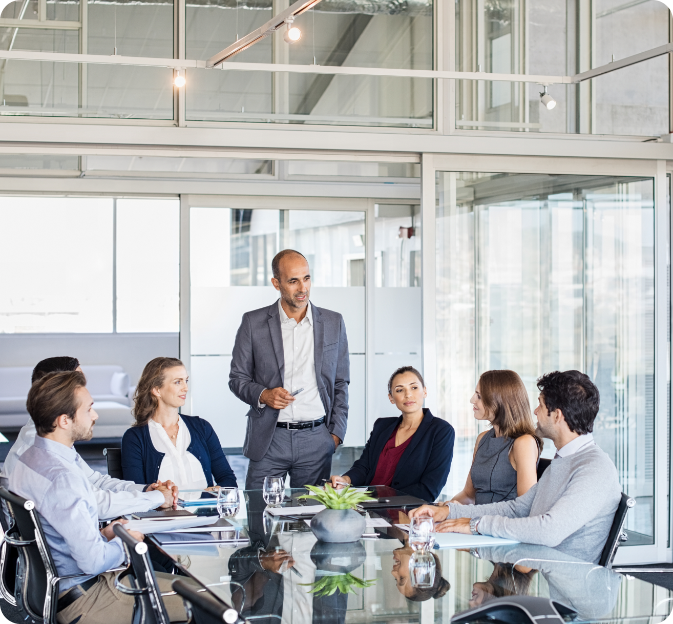 Colleagues engaged in professional discussion